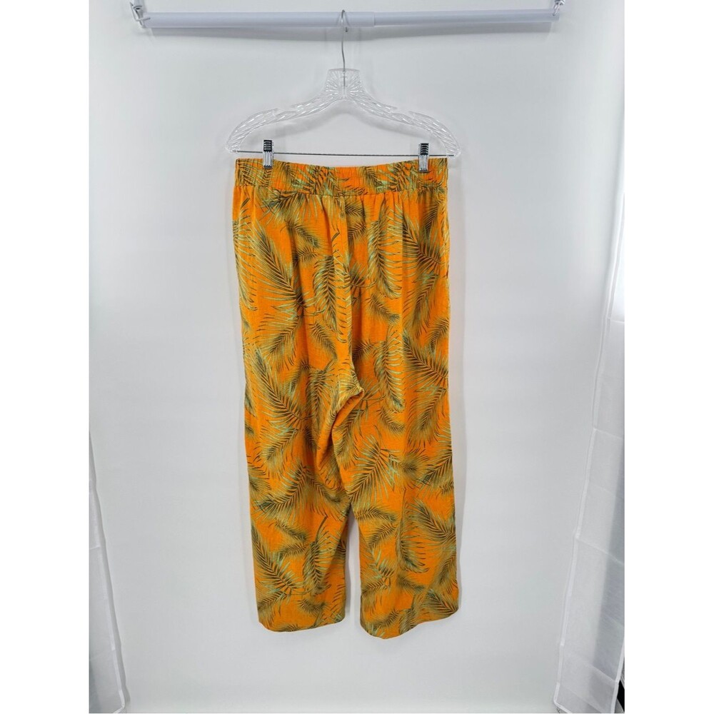 Tropical Palm Leaf Cropped Wide Leg Pants Resort Vacation Beach Lounge - Picture 4 of 9